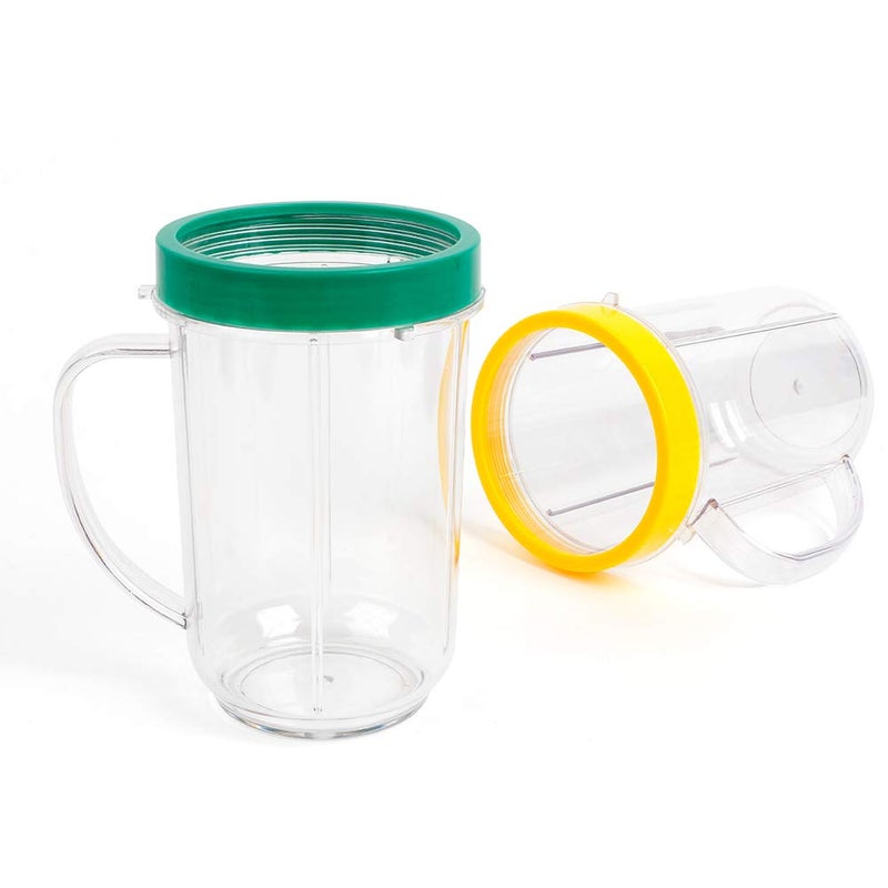 UHAPEER 16OZ Replacement Cups for Magic Bullet, 6Pcs/Set Parts Compatible with 250W Magic Bullet Blender MB1001, Include 16oz Mug Cups with Handle, Stay Fresh Lids, Colored Lips Rings - Image 5
